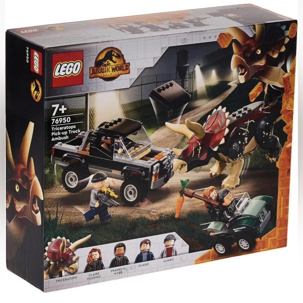 Lego Jurassic World 76950 Triceratops Pickup Truck Ambush Dinosaur New Retired